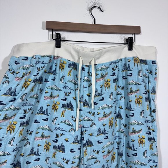 L.L. Bean Womens Flannel Pajama Pants Size 3X Blue Outdoor Nature PJ's - Picture 2 of 6